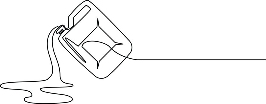 Car Engine Oil, Car Service line icon continuous one line drawing, Continuous line of oil jerry cans.one line drawing of packaging jerry, Gallon continuous one line drawing Vector Illustration, Oil