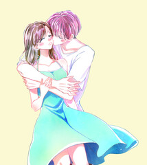 イチャイチャしている男女　夏