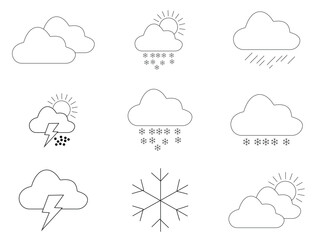 WebMinimal Line Weather Icons Set – Sun, Cloud, Rain, Wind, Snow, and Forecast Symbols