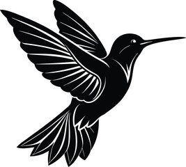 Obraz premium Flying hummingbird silhouette isolated on white background