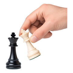 Hand Holding Chess King Piece on Transparent Background
