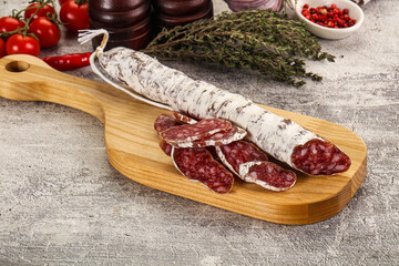 Spanish dry Fuet sausages snack