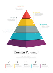 Infographics triangular pyramid chart timeline business 5 steps to success template.