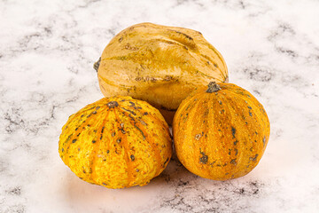 Decorative yelow pampkin seasonal vegetables