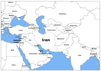 Fototapeta premium Iran World map gray background classic style