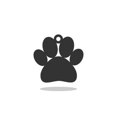 Dog tag paw icon with shadow
