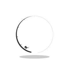 Fishing rod circle icon with shadow