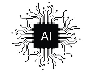 AI icon with connecting lines on a white background vector illustration
