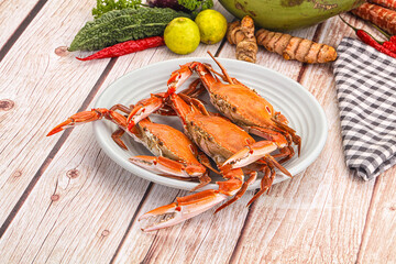 Hot fresh Boiled red crab