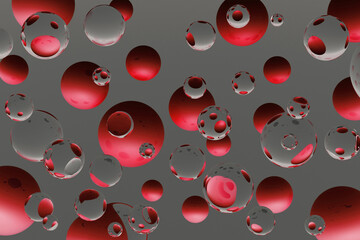 Levitated spheres abstract background. Elegant 3D abstract pattern of flying glossy transparent...