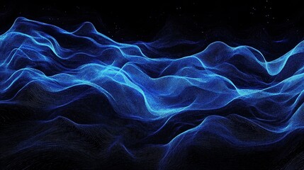 Fototapeta premium Captivating Abstract Blue Glowing Light Waves on a Black Background, Perfectly Showcasing the Allure of AIGenerated Art to Enhance Unique Visual Effects for Creative Projects