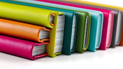 Colorful Leather Book Covers Displayed Horizontally