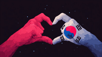 An illustration of a Korean love sign for adorning posters. Vector of a finger heart from Korea 