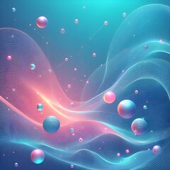 Aqua Pink Holographic Mesh &ndash; Floating Neon Orbs in Abstract Pastel UI Background