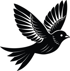 Naklejka premium Flying Songbirds silhouette isolated on white background, Bird silhouette