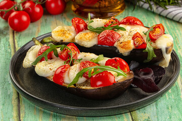 Baked eggplant with cherry and mozzarella