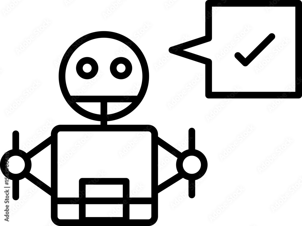 Poster robot artificial intelligence chatbot communication technology outline icon vector simple isolated�t