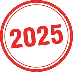 Red Rubber Stamp 2025 New Year, Fresh Start, Future Planning