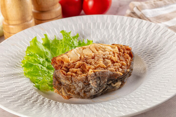Roasted cod fish fillet piece
