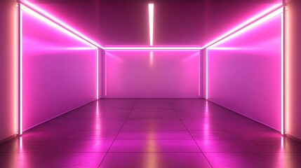 Empty pink neon room