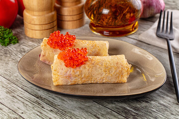 Gourmet Panccakes with red caviar