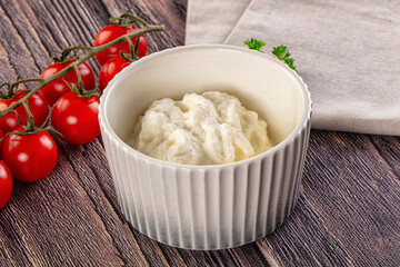 Italian delicous stracciatella young soft cheese