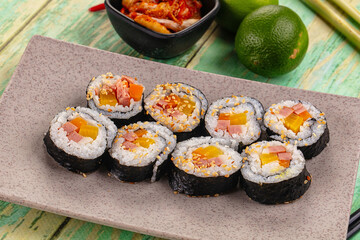 Koream homemade roll Kimbap with nori seaweed