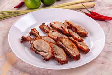 Roasted gourmet duck fillet slices