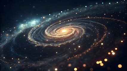 Spiral galaxy shines brightly in the vastness of space