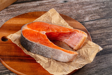 Fresh raw salmon fillet piece