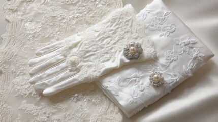 Elegant wedding invitation card design with lace gloves for birthday celebrations in a romantic setting