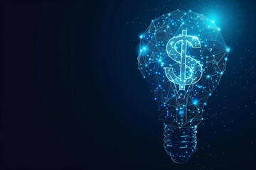 Abstract lightbulb with dollar sign, polygonal style