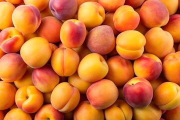 Bunch of peaches are piled on top of each other