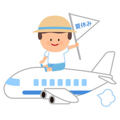 夏休みに旅行する男の子のイメージイラスト