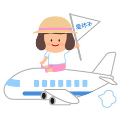 夏休みに旅行する女の子のイメージイラスト