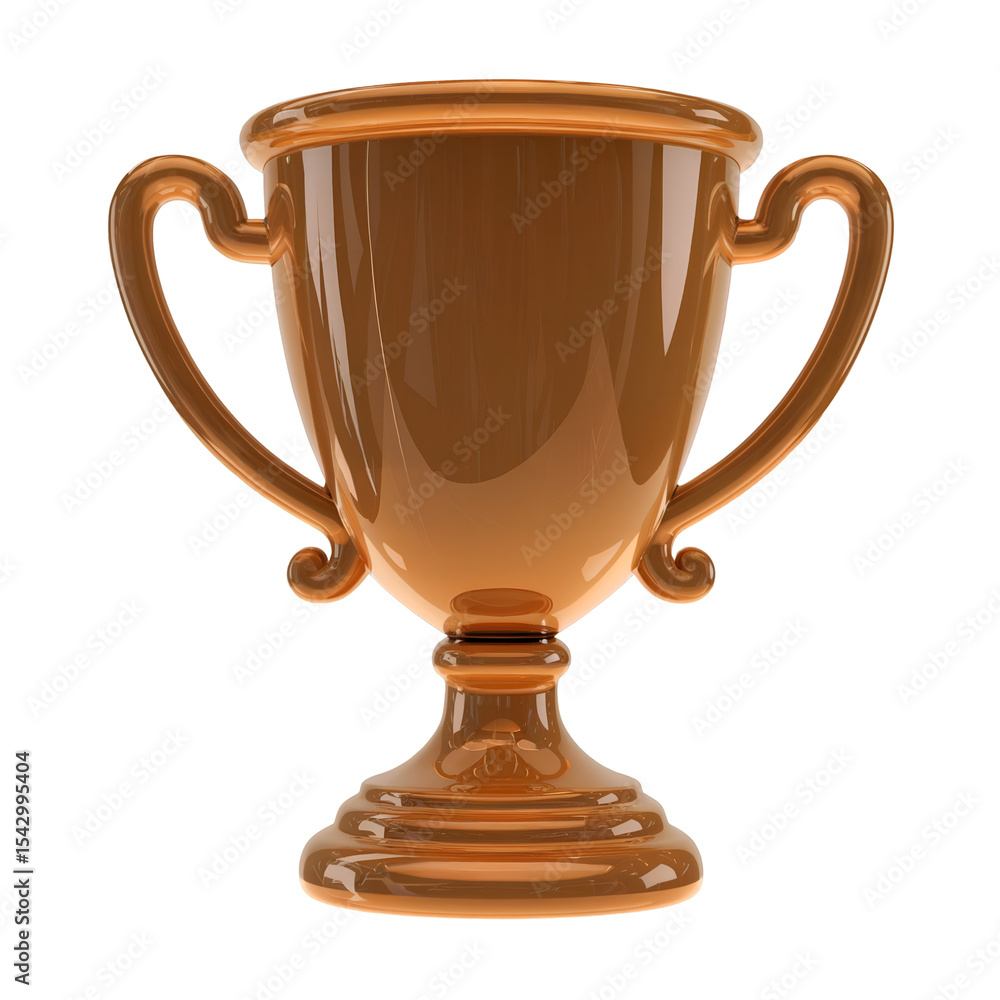 Poster glossy bronze trophy cup with two handles 3 d render isolated on white background isolated on a tran