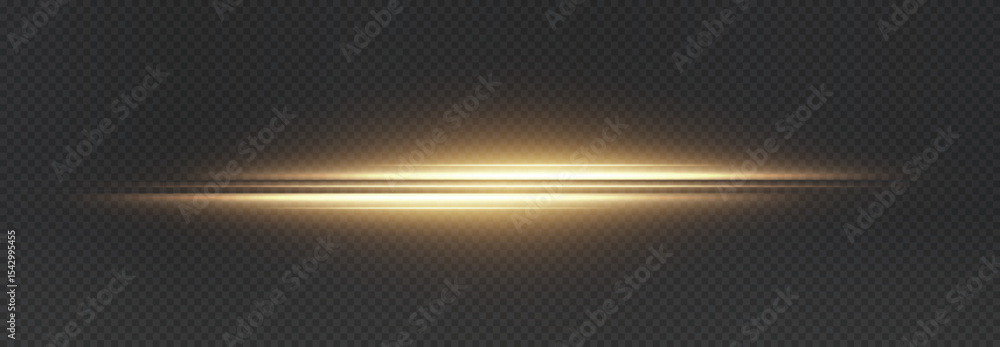 Poster line light with gold stars and yellow rays in motion forms horizontal sparkle stripes. bright, glowi