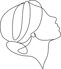 Woman abstract face, one line drawing. Hand drawn outline illustration. Continuous line. Portret female. Vector illustration