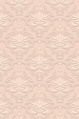 Refined Repeating Ornament, Gentle Aesthetic, Elegant Embossed Damask Pattern