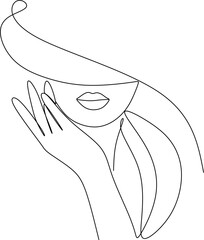 Woman abstract face, one line drawing. Hand drawn outline illustration. Continuous line. Portret female. Vector illustration