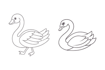 Fototapeta premium Black outline swan vector 