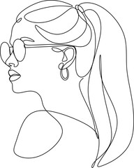 Linear portrait of a girl in sunglasses