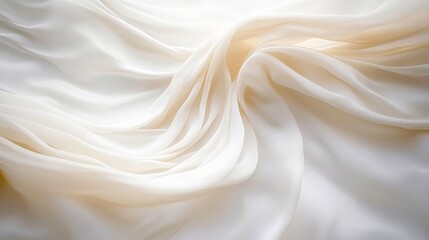 Obraz premium Elegant White Silk Fabric Waves with Luxurious Softness and Flowing Drapes for a Refined Aesthetic