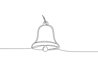 Continuous line drawing of a bell on a white background showcasing minimalist artistic expression