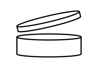 Icono negro de bote abierto en fondo blanco.