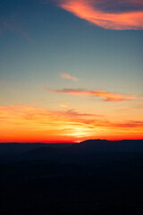 Sunset in the mountains with a view of Annecy