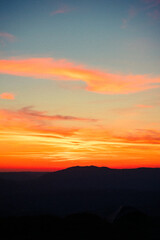 Sunset in the mountains with a view of Annecy