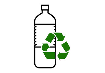 Icono negro de botella con símbolo de reciclaje 