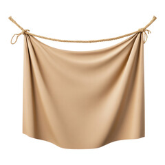 Soft Beige Fabric Draped on Ropes Against a Transparent Background