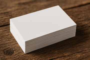 Fototapeta premium Professional Business Card Presentation on Rustic Wooden Table for Corporate Branding Identity Design